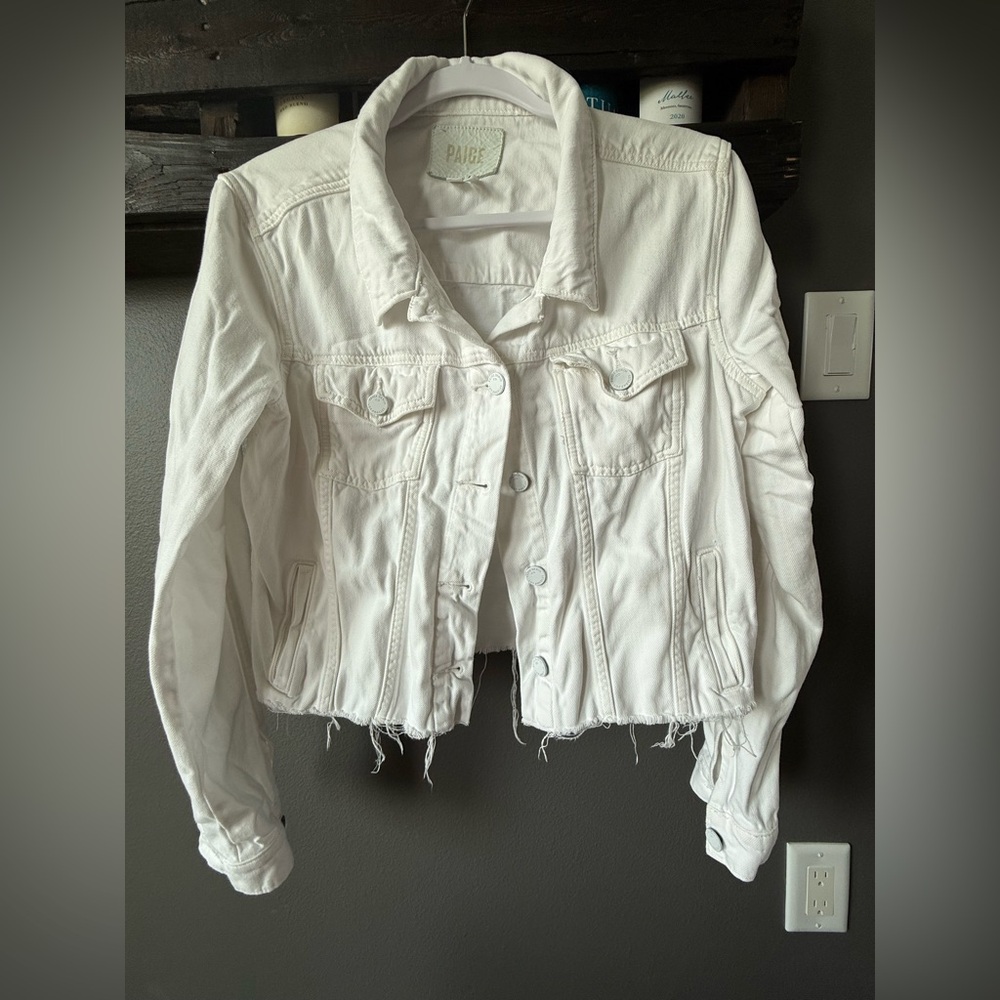 PAIGE Women's White Denim Jacket